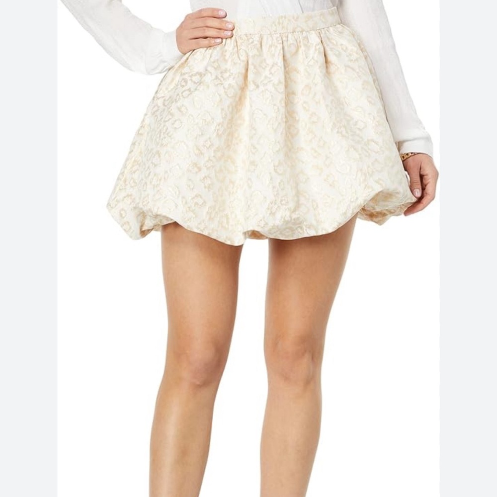 Lilly Pulitzer Leah Animal Print Skirt in Gold Dazzle Leopard Jacquard Sz 10 NWT